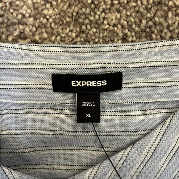 Express Women's Linen-Blend Pinstripe Sleeveless Button Up Shirt Size XL NWT $58 - Picture 13 of 16